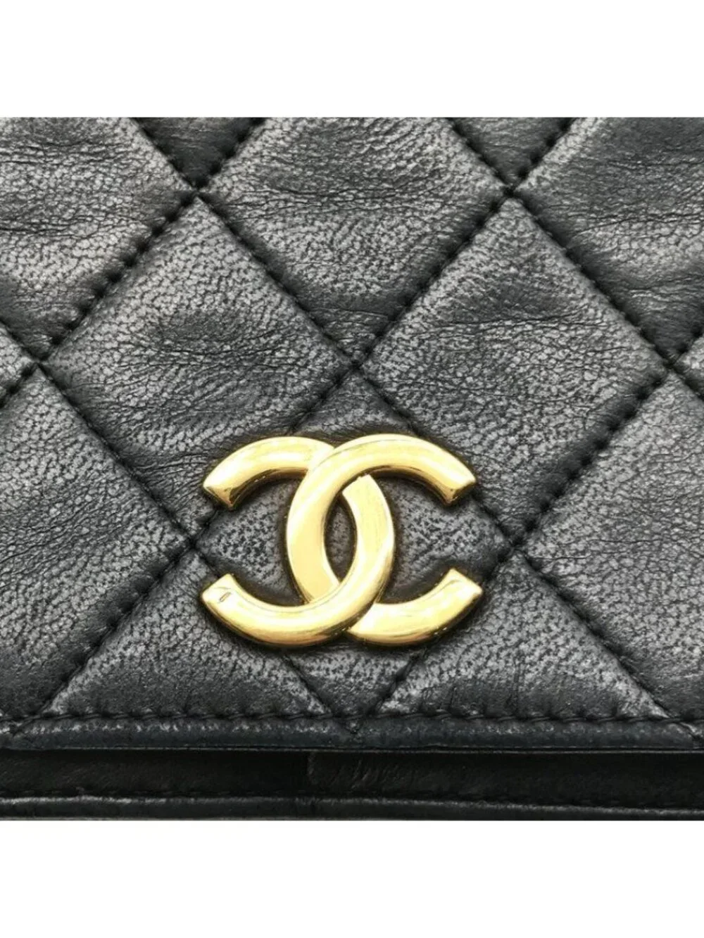 Chanel CC Logo Quilted Push Lock Chain Shoulder Bag Black